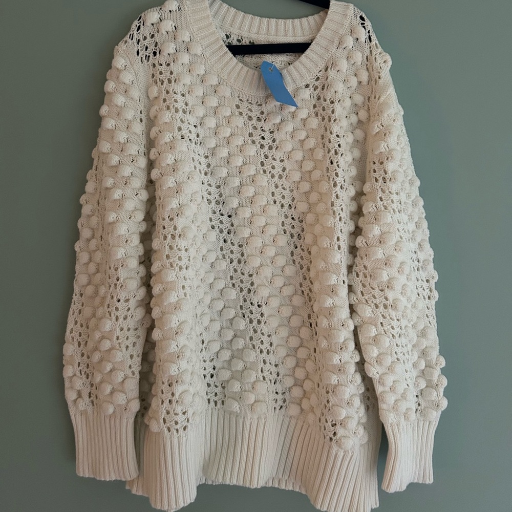 Cream Textured Women's Sweater